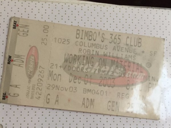 Robin Williams at Bimbo’s on Dec 1,&nbsp;2003